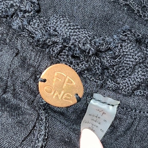 Free People Black Shailee slip mini dress with cami straps pleated hem sz Small - Picture 12 of 16